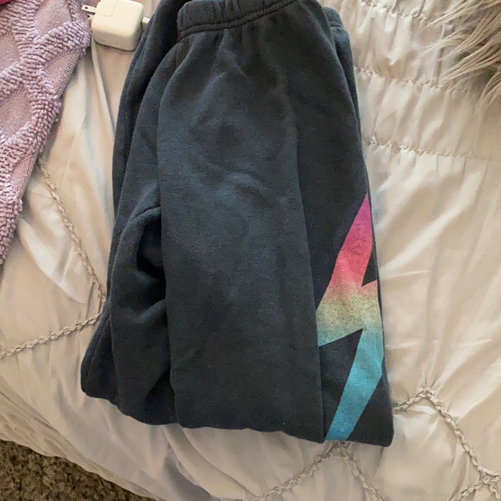 Aviator Nation Neon Lightning Bolt Sweatpants.